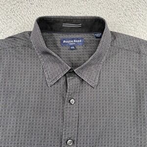 Austin Reed Button Down Mens XXL Grey London Geometric Print Long Sleeve Cotton